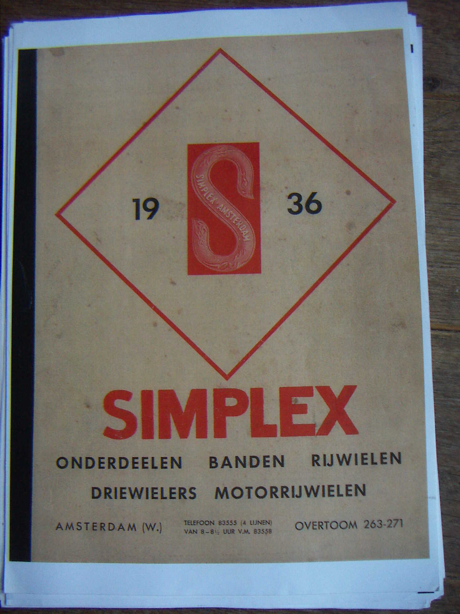 Simplex onderdelen catalogus 1936