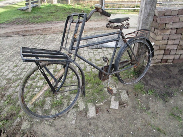 Transportfiets in een weidegebied in Overijssel.