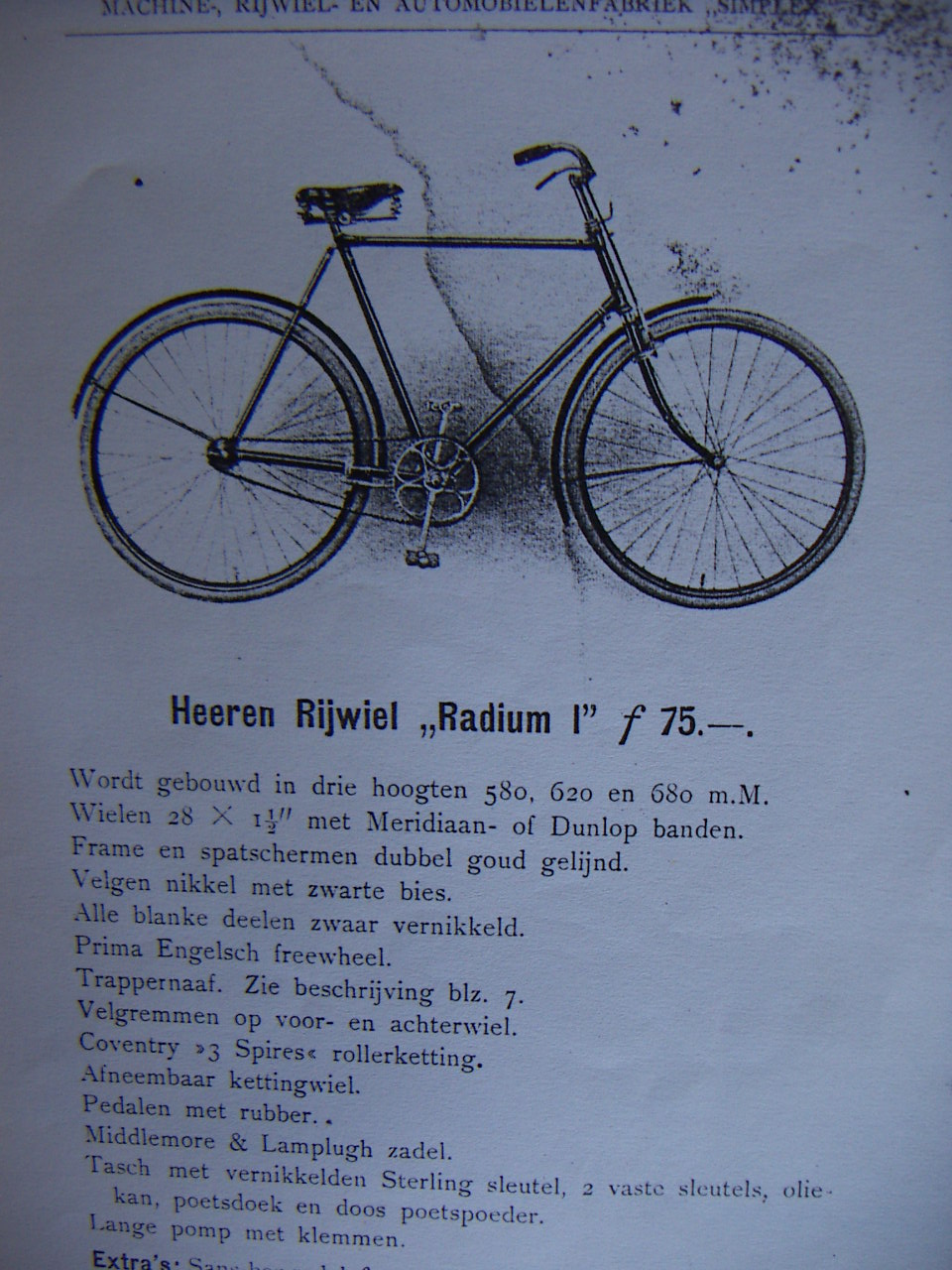 copie uit een plm 1913 Simplex catalogus