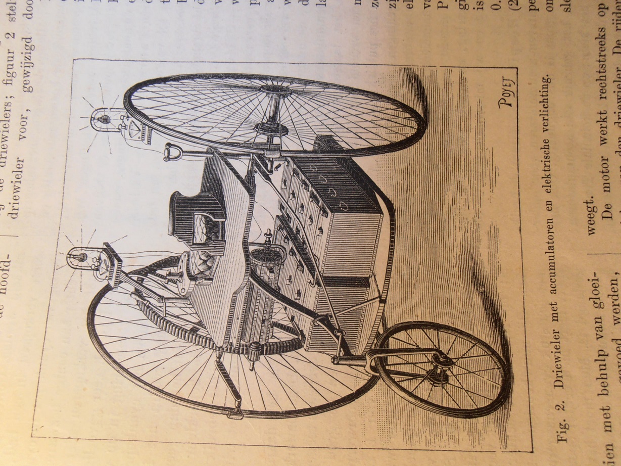 vroege elektrische fiets 1884