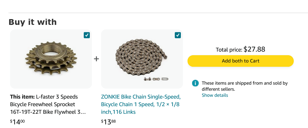 Screenshot 2024-07-11 at 22-27-31 Amazon.com L-faster 3 Speeds Bicycle Freewheel Sprocket 16T-19T-22T Bike Flywheel 3 Gears for Regular Bike #410 Chain Convert Single Gear to 3 Gears¡ Sports & Outdoors.png