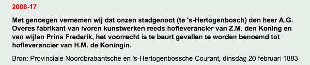 Bovengenoemde tekst suggereert dat 'wijlen prins Frederik' al in 1883 gebruikt werd in de tekst 'hofleverancier van'. Ik heb daarom mijn twijfels over de theorie dat de fiets na 1934 nog eens opnieuw in de lak is gezet. De transfer lijkt hier niet per se een bewijs voor te zijn in ieder geval.
