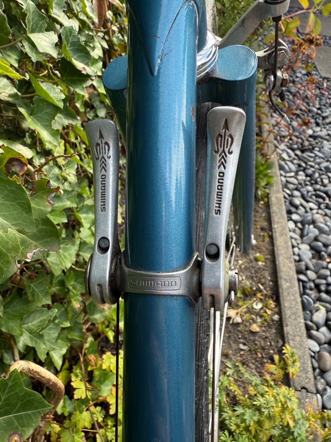 Shimano 600 “Silver Arrow” buiscommandeurs en spanklem