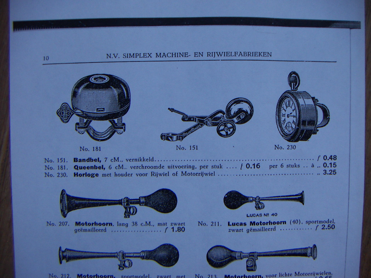 uit de simplex 1936 onderdelen catalogus