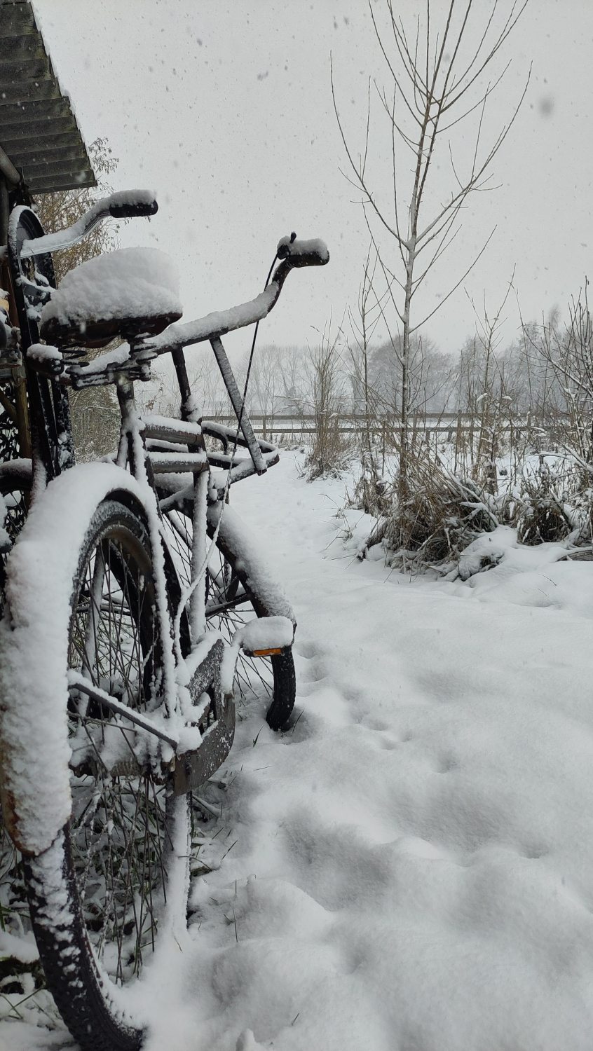 Oude Magneet in de sneeuw.