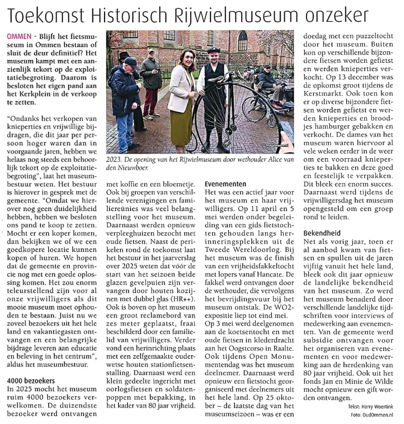 Artikel Fietsmuseum Ommen