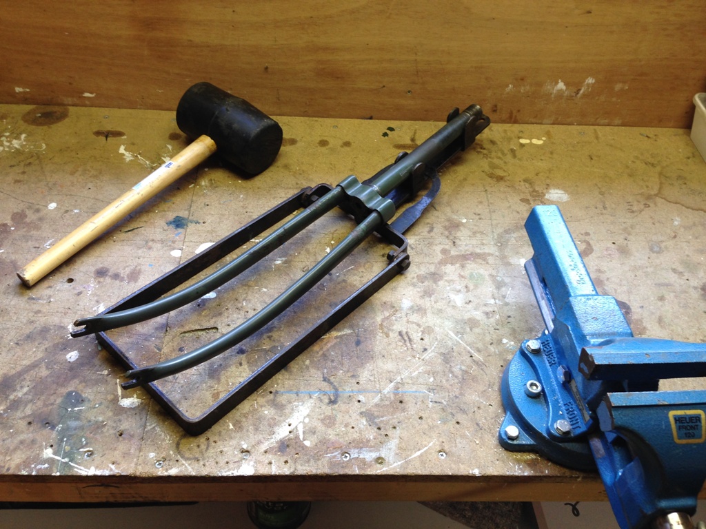 Voorvork in Koets meetgereedschap plaatsen