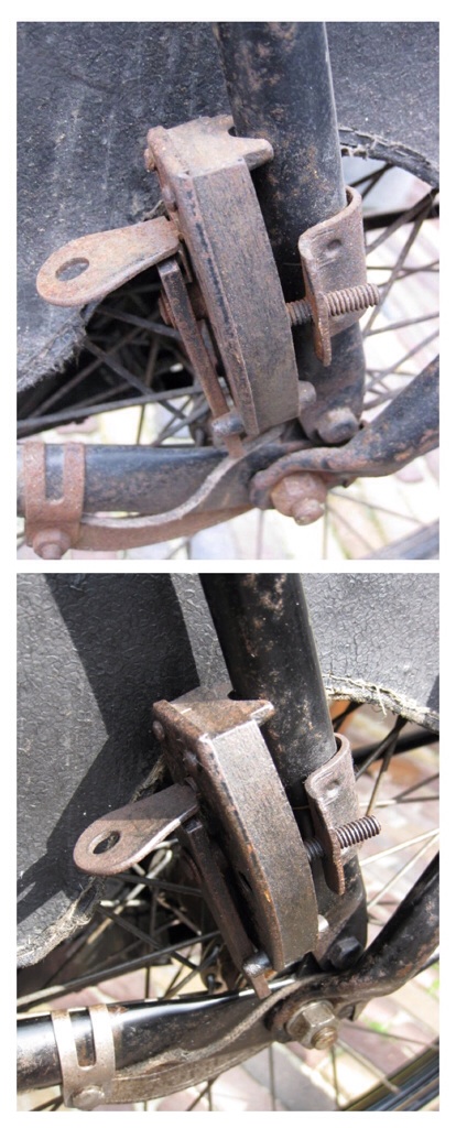 Het slotje heb ik er niet af weten te krijgen. Grappig dat hoewel het slotje nog werkt hij de fiets met dit achterwiel nooit op slot heeft kunnen zetten. Het palletje past simpelweg niet tussen de spaken...