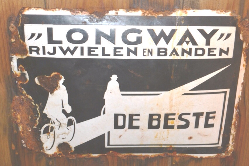 Emaille bord Longway rijwielen